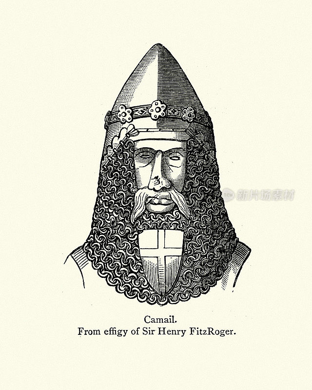 中世纪的骑士，穿着锁子甲或铠甲