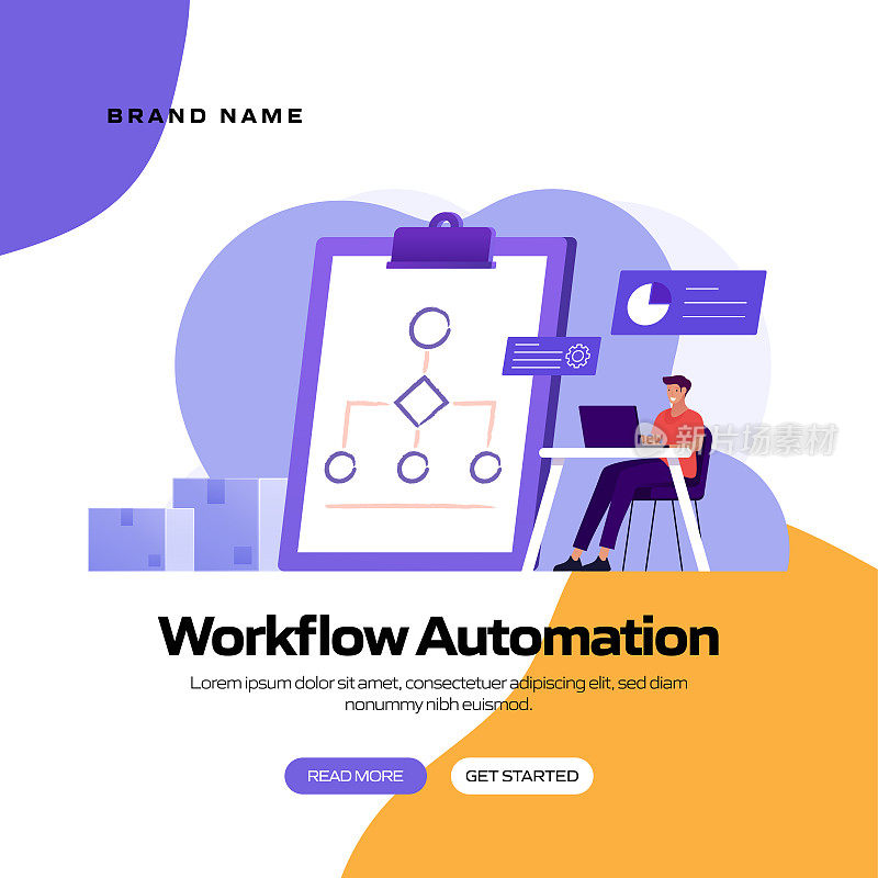 工作流自动化概念矢量插图网站横幅，广告和营销材料，在线广告，业务演示等。
