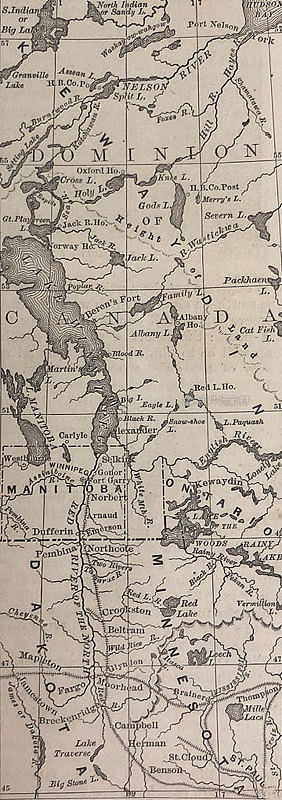 古董插图-地图的红河谷-加拿大