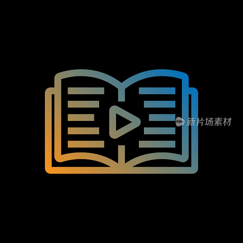 E-Learning线图标，轮廓向量符号