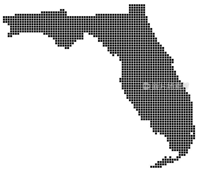 佛罗里达州地图方形点风格