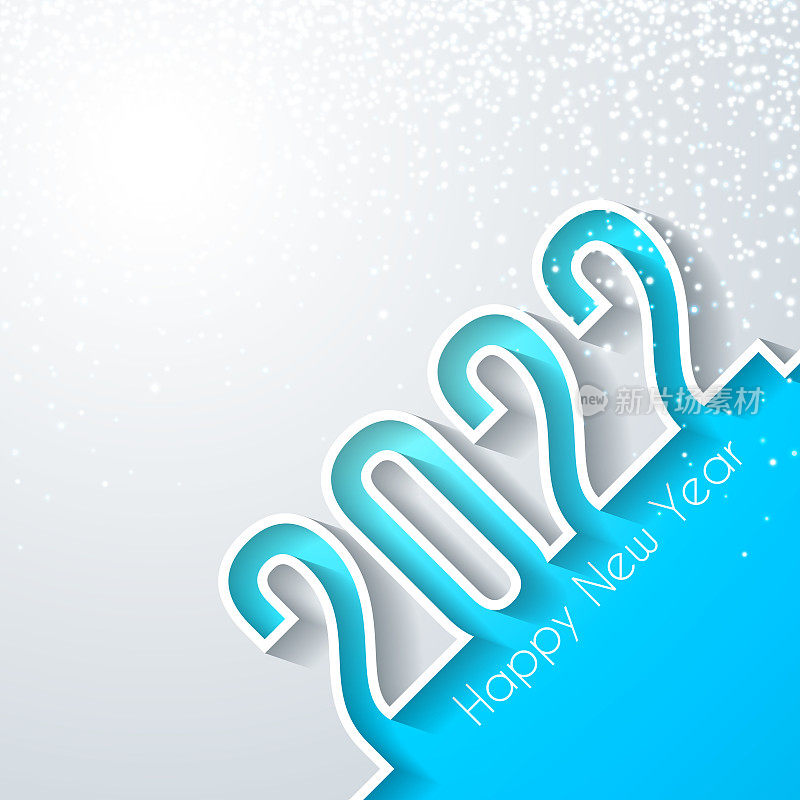 祝2022年新年快乐，金色闪光-白色背景