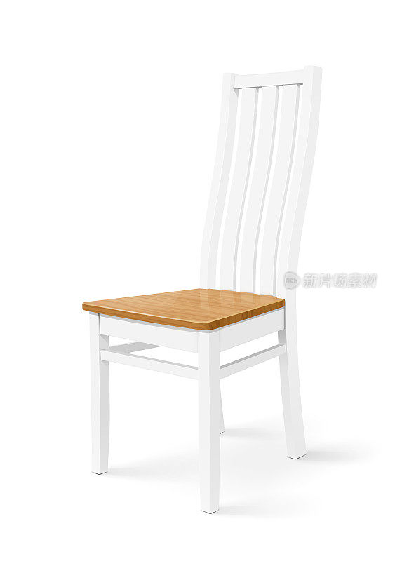 白色的木椅上。厨房家具。矢量插图。