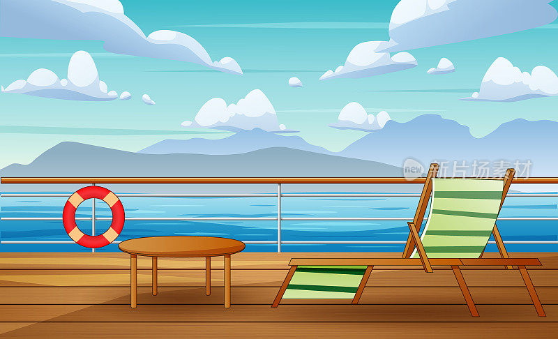 从游轮甲板插图海景视图