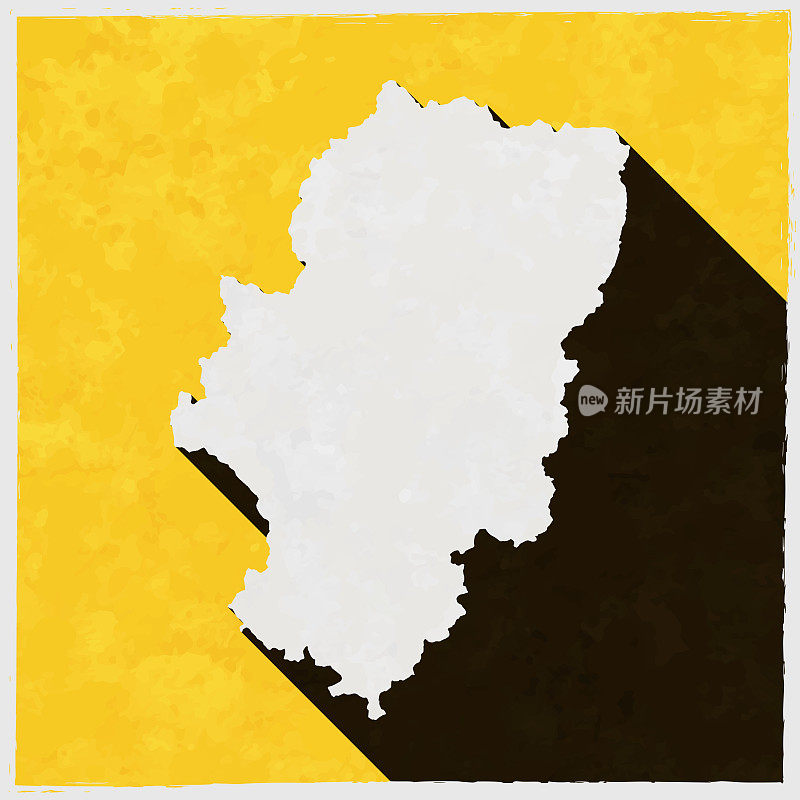 阿拉贡地图与纹理黄色背景上的长阴影