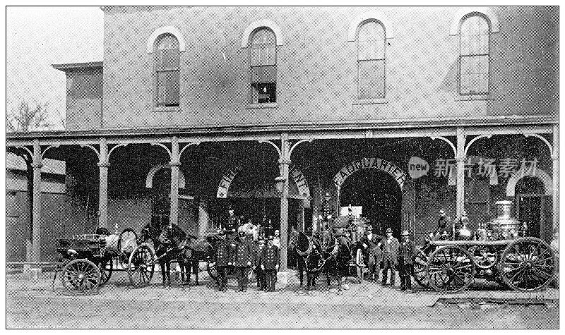 1898年，来自堪萨斯州劳伦斯的古董照片:消防局总部
