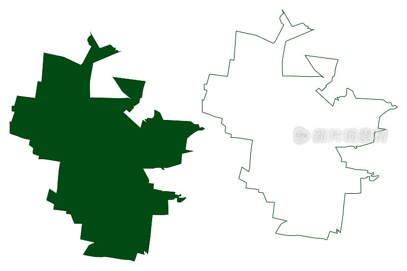 塞佩达将军市(自由和主权国家科阿韦拉德萨拉戈萨，墨西哥，美国墨西哥)地图矢量插图，潦草草图塞佩达将军地图