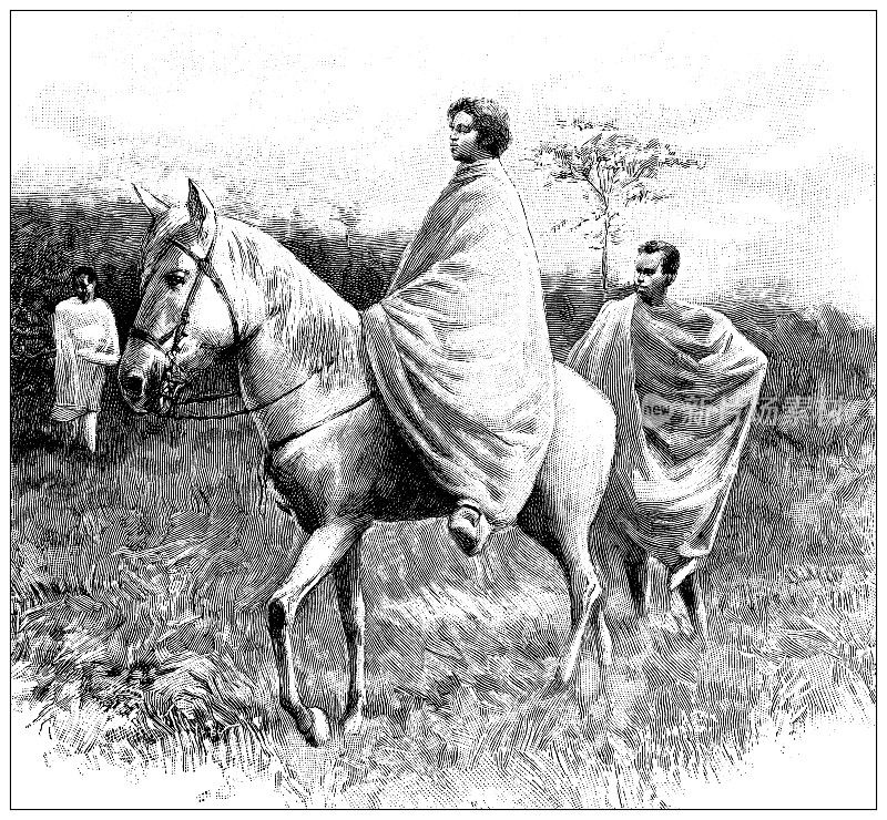 古董插图:埃塞俄比亚，女人要去参加婚礼