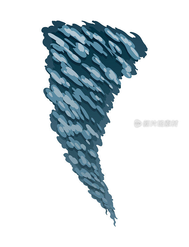 龙卷风。风格化的卡通飓风图标。旋转旋风在平式旋风设计。天气灾难的矢量插图