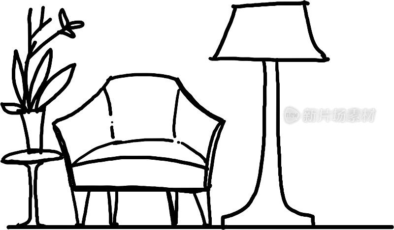 线条图标家具、座椅、灯具