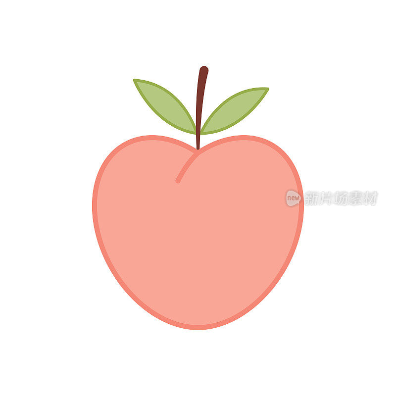 桃子向量。白底桃红。桃心矢量。