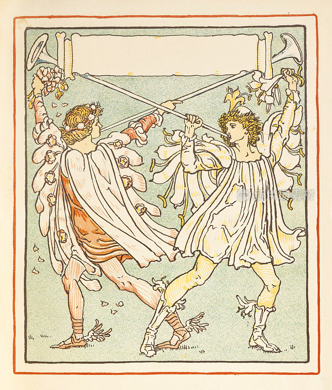 两个吹小号的人新艺术设计书插图1899