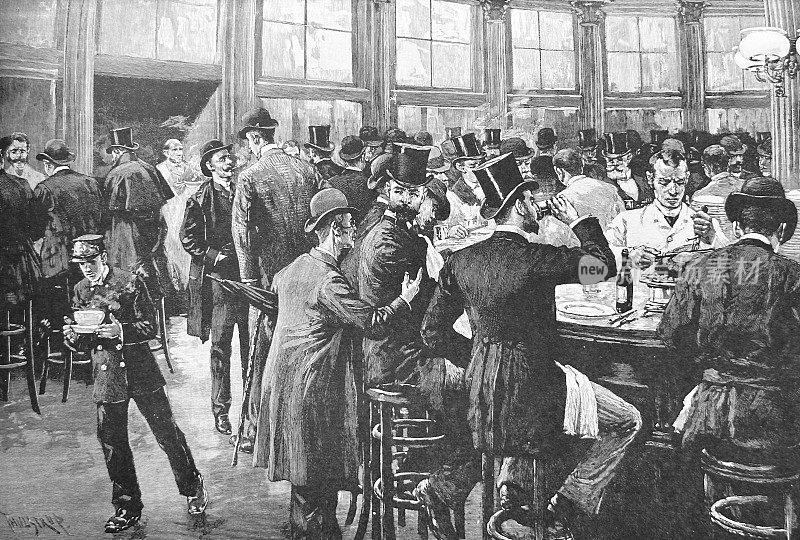 纽约市，市中心的一家餐厅，1888年