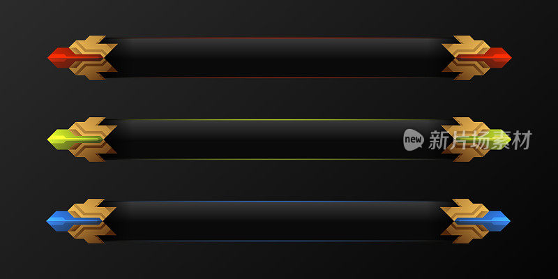 幻想游戏界面下第三个标题屏幕标题横幅有红、绿、蓝边框