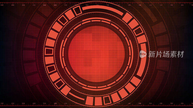 红色圆形发光科技科幻框架的抽象未来背景。住房和城市发展部ui
