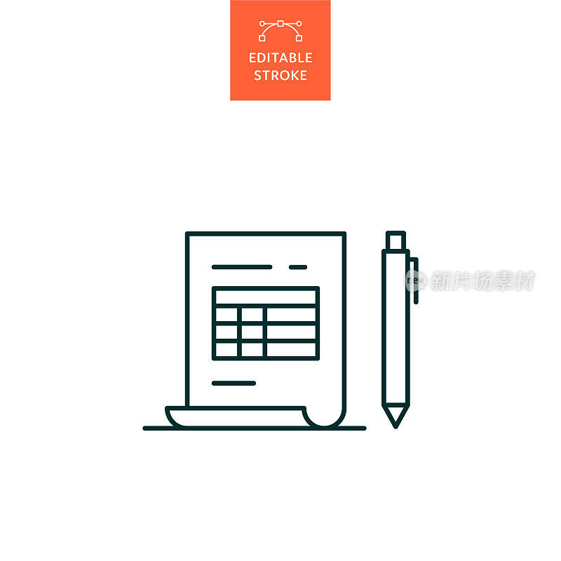 电子表格文件行图标与可编辑的笔画。Icon适用于网页设计、移动应用、UI、UX和GUI设计。