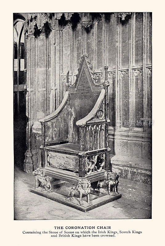 包含司康石的加冕椅(XXXL有许多细节)，爱尔兰国王、苏格兰国王和英国国王都曾在上面加冕。