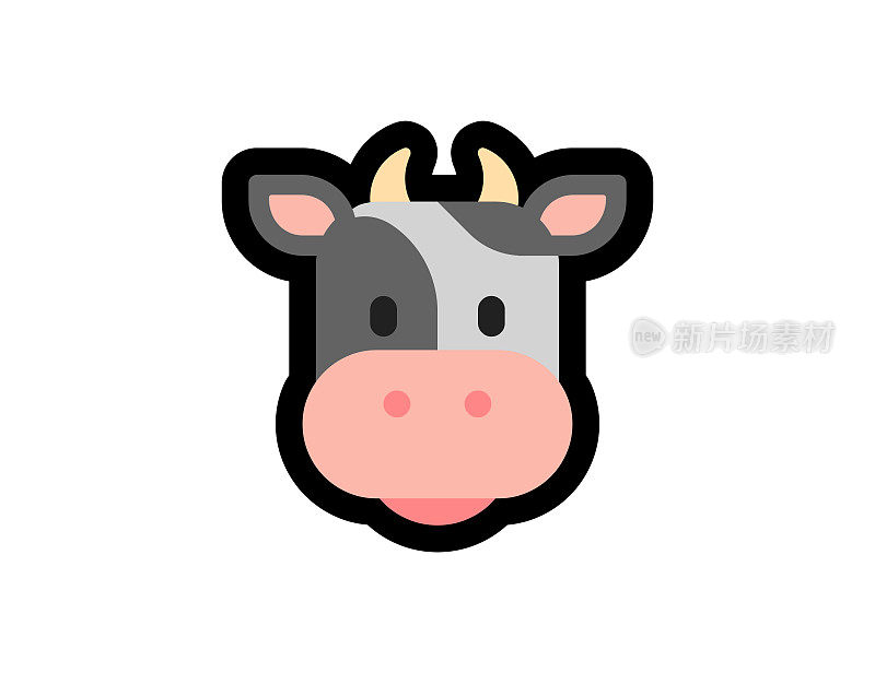 牛矢量图标。牛脸表情插画。孤立的牛头矢量表情符号