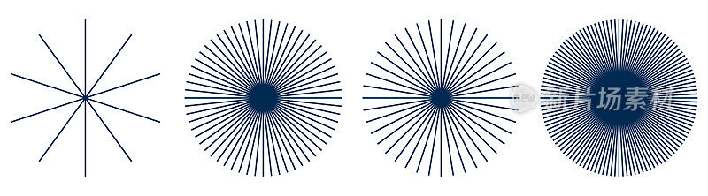 矢量蓝色圆形径向线几何设计元素