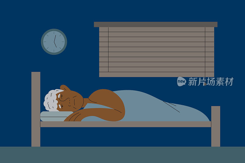 一位老人半夜失眠，独自躺在床上，试图入睡