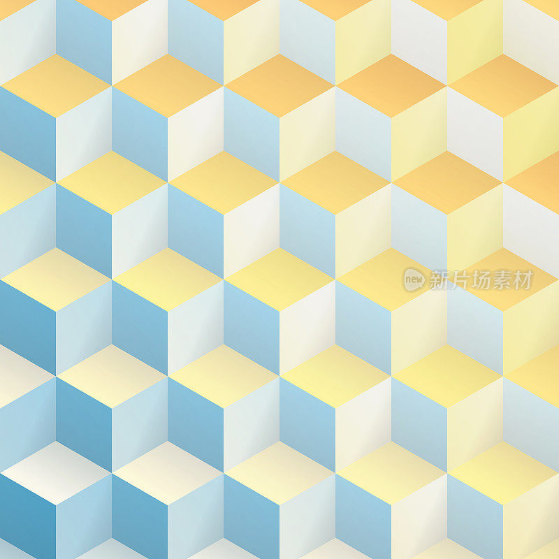 抽象几何背景与橙色立方体-新潮的3D背景