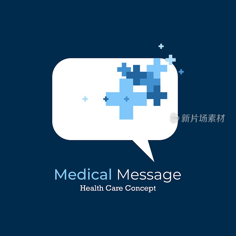 健康医疗标志概念与十字形状和语音气泡图标设计