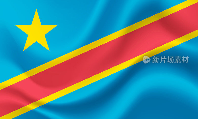 矢量刚果民主共和国国旗。刚果民主共和国挥舞的旗帜。刚果民主共和国国徽，图标。