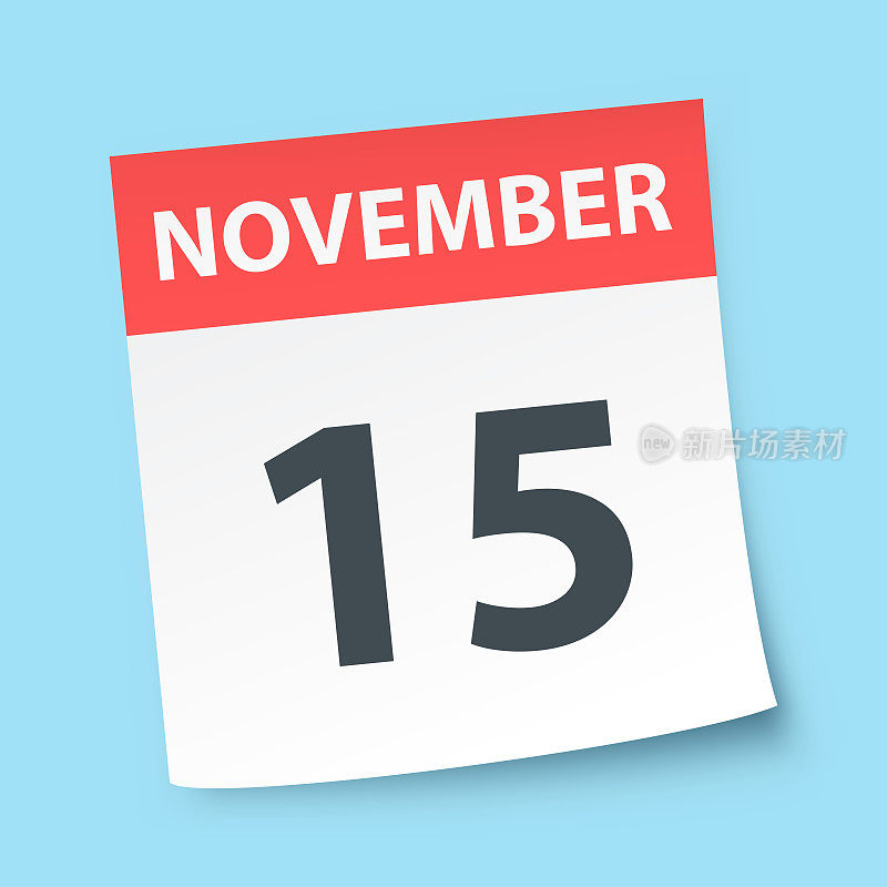 11月15日-蓝色背景的每日日历