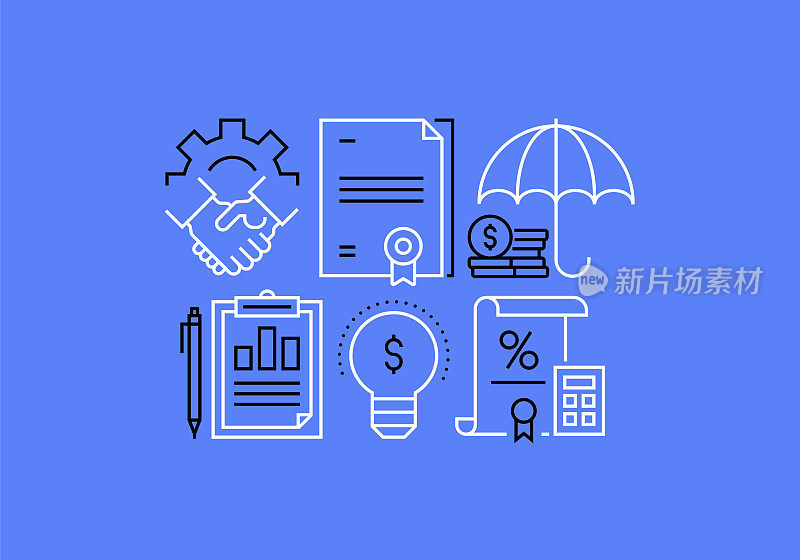 商业和金融相关的横幅设计。团队合作，合同，战略，财务，领导力