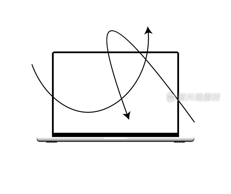 笔记本电脑设计带有箭头符号