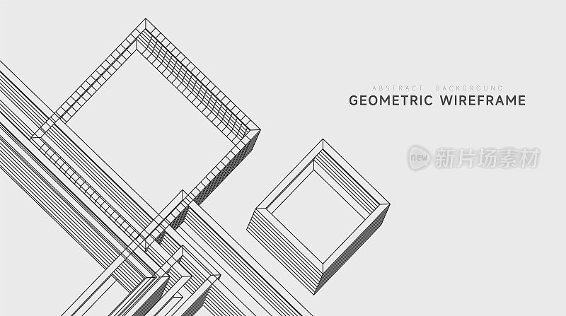 抽象的黑白几何三维结构线纹背景设计