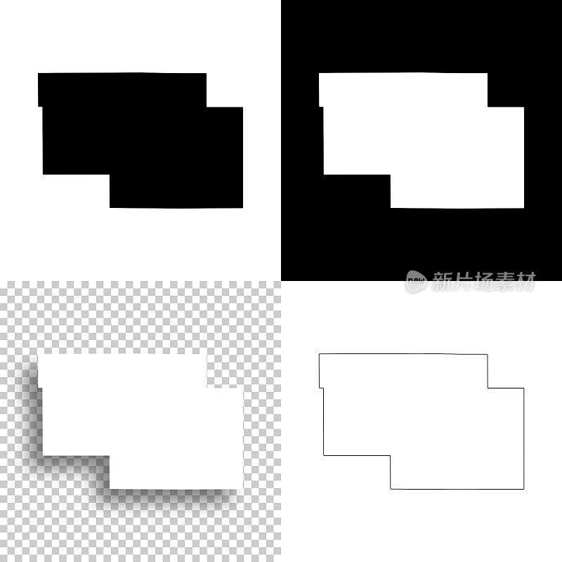 波尼县，堪萨斯州。设计地图。空白，白色和黑色背景