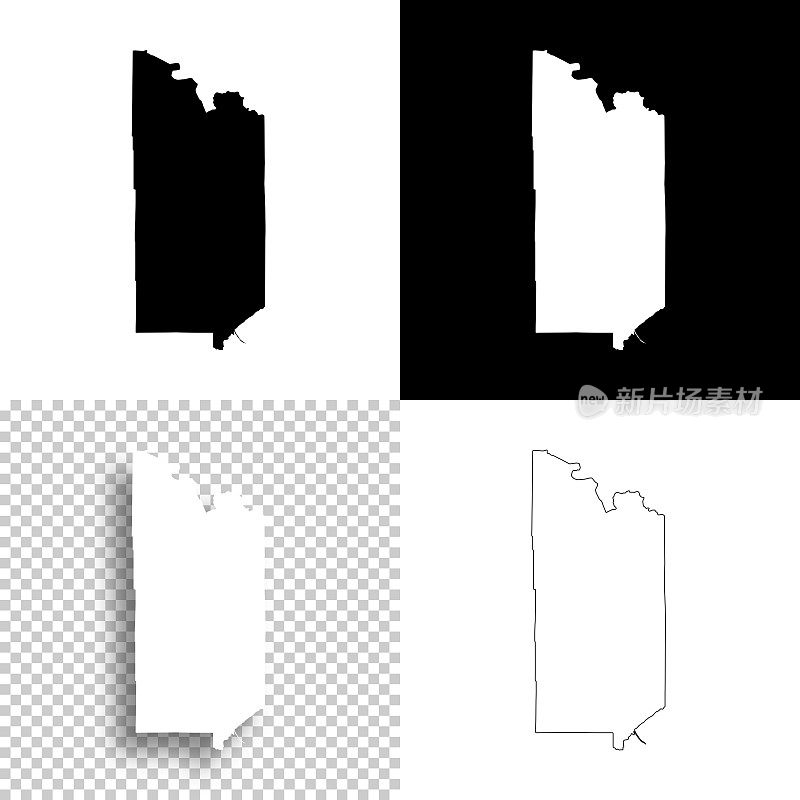 明尼苏达州圣路易斯县。设计地图。空白，白色和黑色背景
