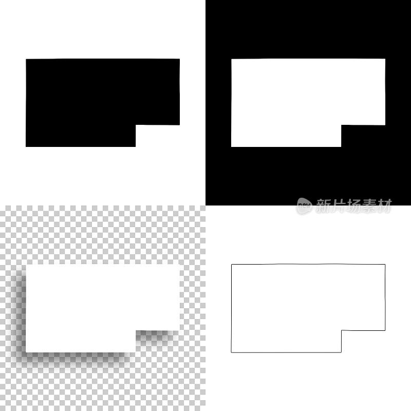 威斯康辛州拉斯克县。设计地图。空白，白色和黑色背景
