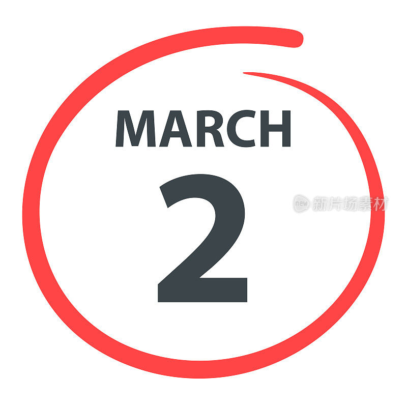 3月2日――白底红圈的日期