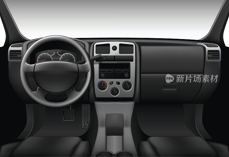 卡车内部-内部视图的汽车，仪表盘
