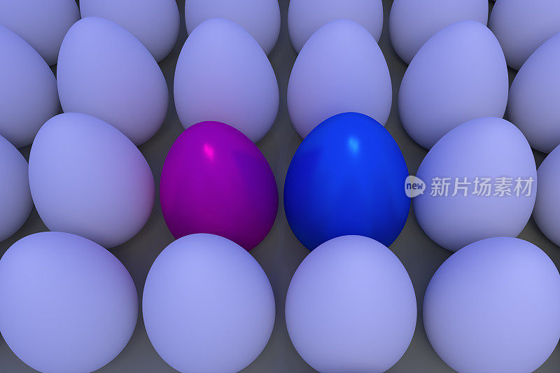 许多鸡蛋在微蓝的环境光中……