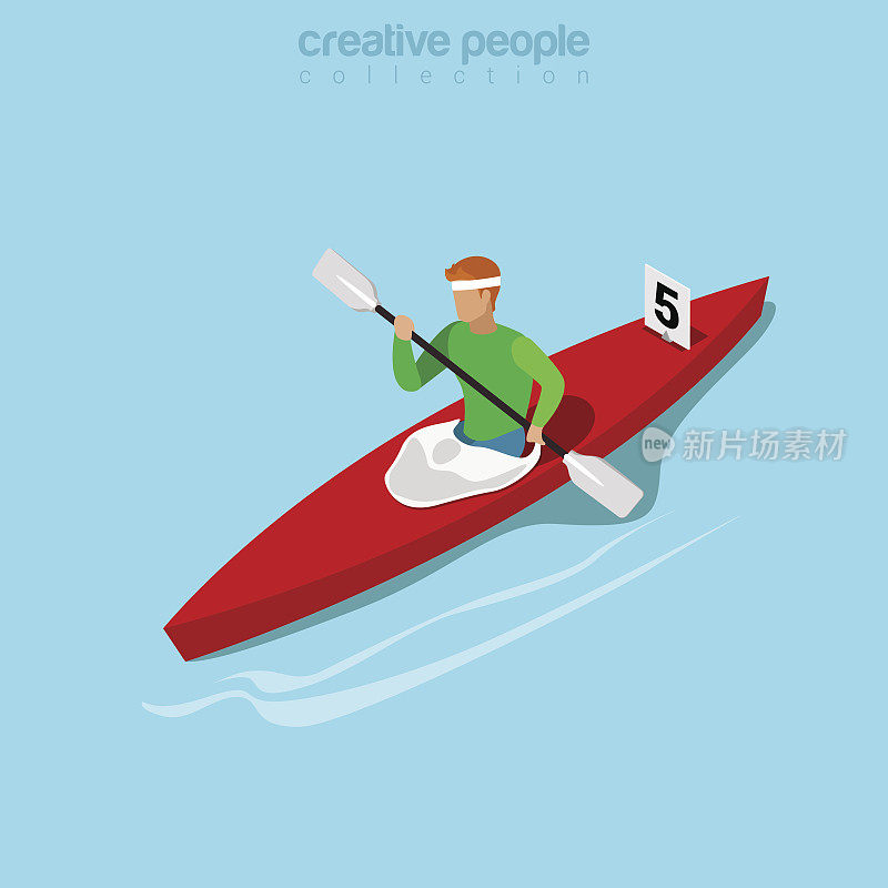 等距皮划艇划艇运动概念。平面三维等距网站概念矢量插图。有创造力的人集合。