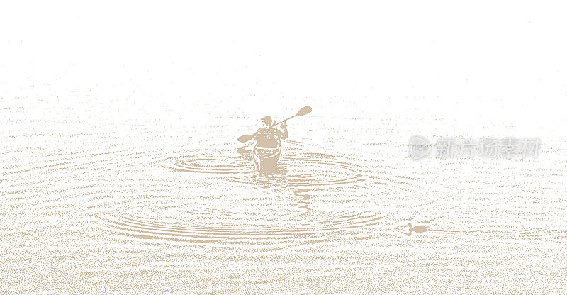 一个人在湖上划皮划艇