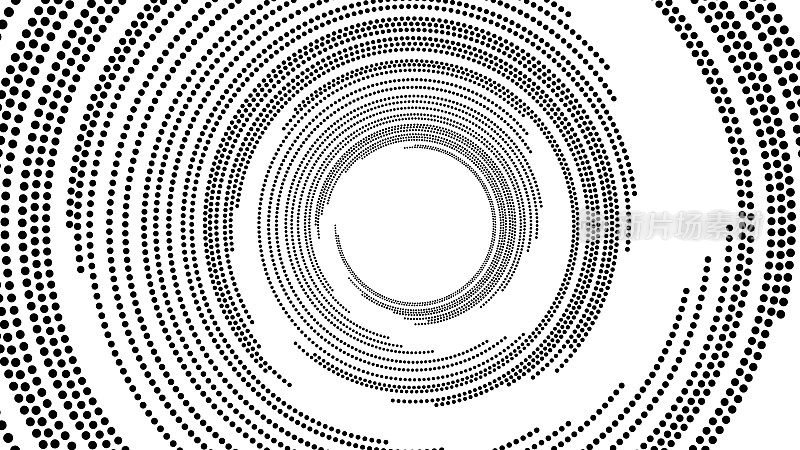 未来主义的极简主义插图-虚线螺旋隧道。