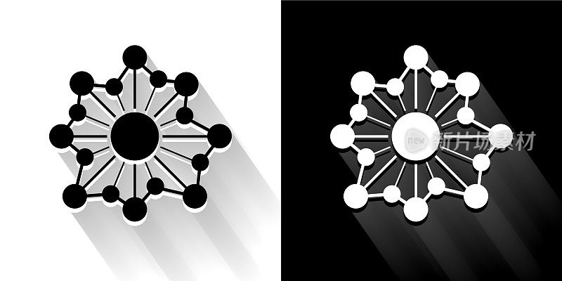 网页黑色和白色图标与长影子