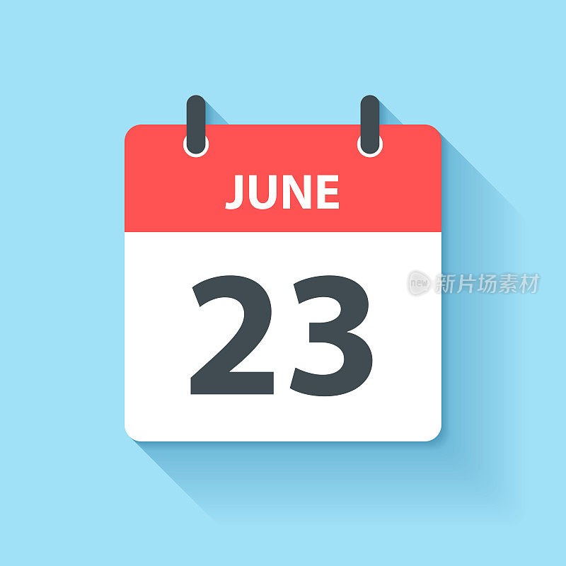 6月23日-日日历图标在平面设计风格