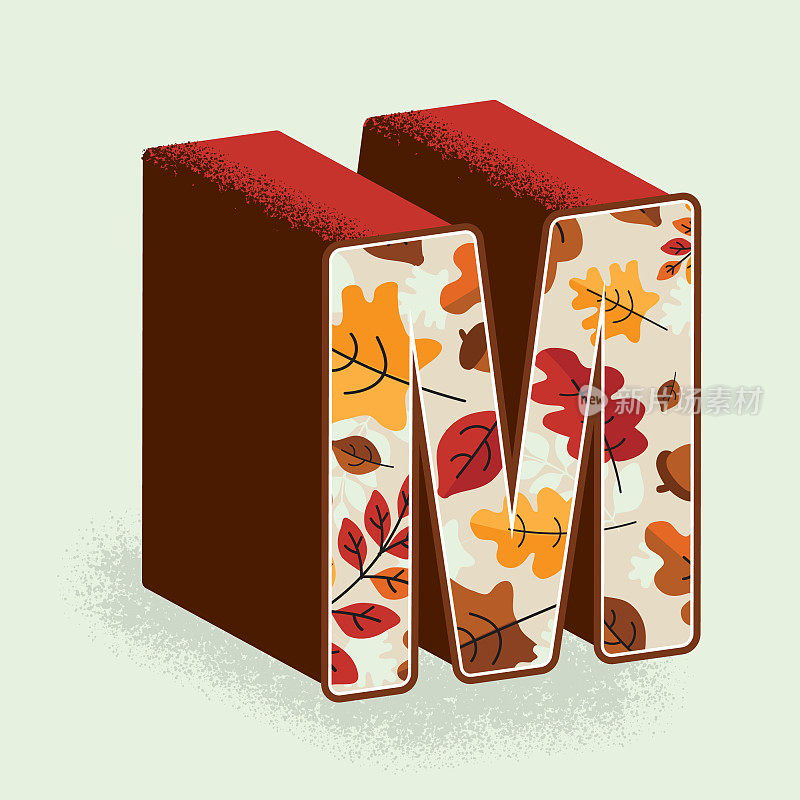 创意秋季或秋季3d装饰字母M设计