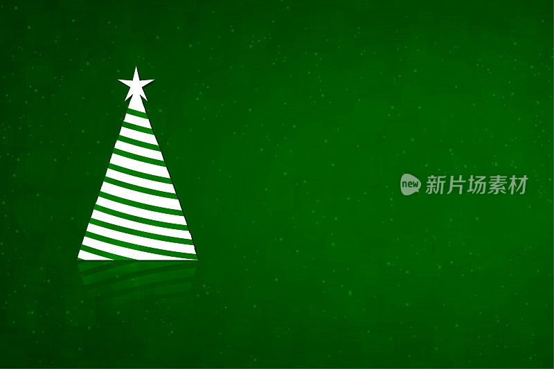 一棵白色三角形的圣诞树，在翠绿色的映衬下点缀着雪花般光滑的背景，顶部点缀着一颗星星