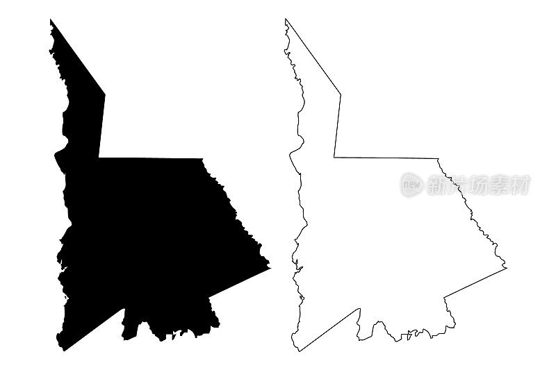 南卡罗莱纳州兰开斯特县(美国县，美利坚合众国，美国)地图矢量插图，草稿兰开斯特地图