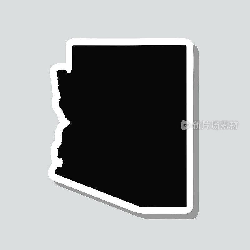 亚利桑那州地图贴纸上的灰色背景
