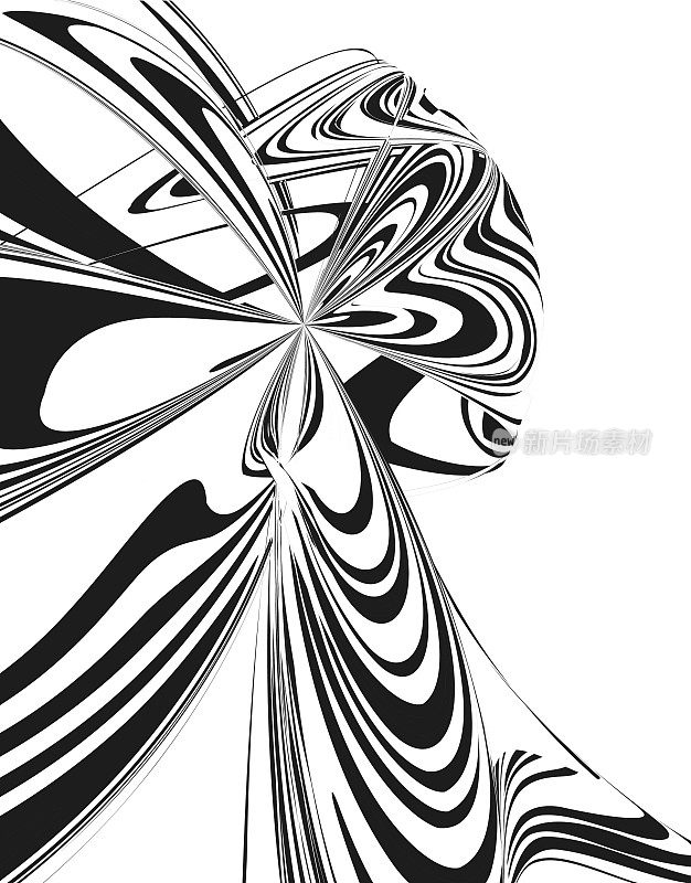 矢量黑白动态流动条纹纹理图案的设计，抽象背景