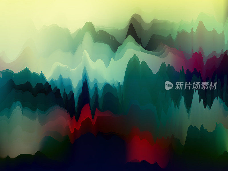 中国画水彩画山水背景幻想