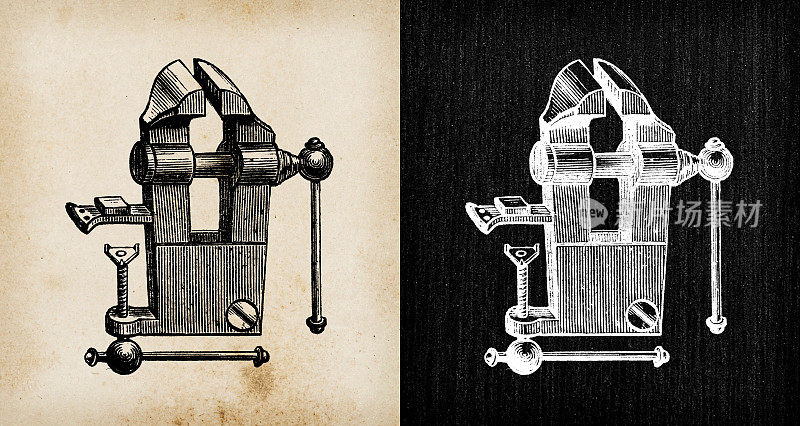 古董插图:台式虎钳