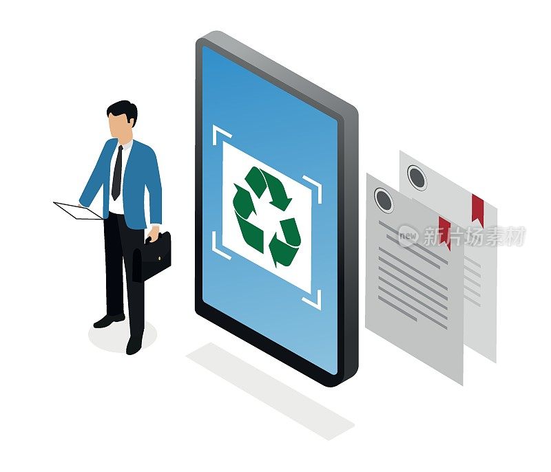回收的概念。企业社会责任和环保公司协议。可持续的世界概念。可编辑的矢量。